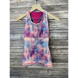 Lululemon Girls Ivivva Pink Geometric Print Athletic Tank Top Size‎ 10 Youth